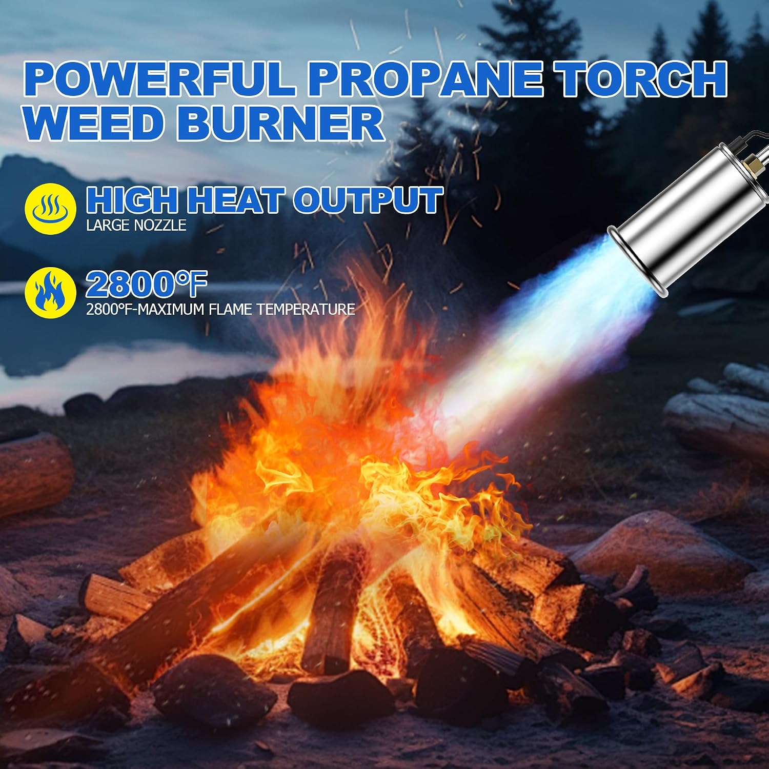 Propane Torch Weed Burner 30"Flamethrower with Adjustable Flame and Ergonomic Anti-slip Rubber Handle for Weeding,Melting Ice,Charcoal Starter(Fuel Cylinder Not Included)