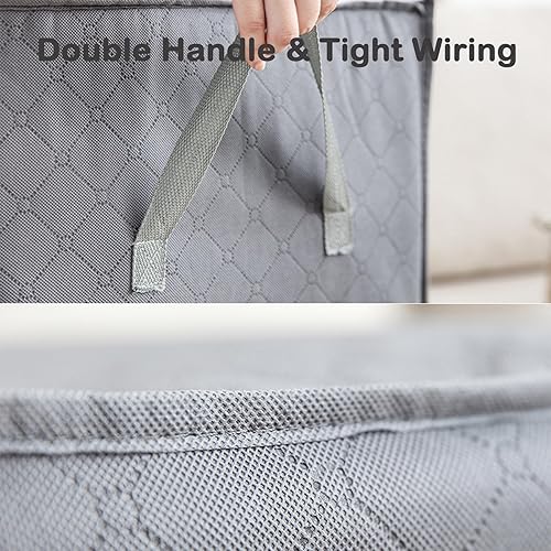 Miniatura 4 de Paquete de 6 bolsas de almacenamiento de ropa, 90 L, organizadores plegables de gran capacidad con asas duraderas de cremallera para edredones,