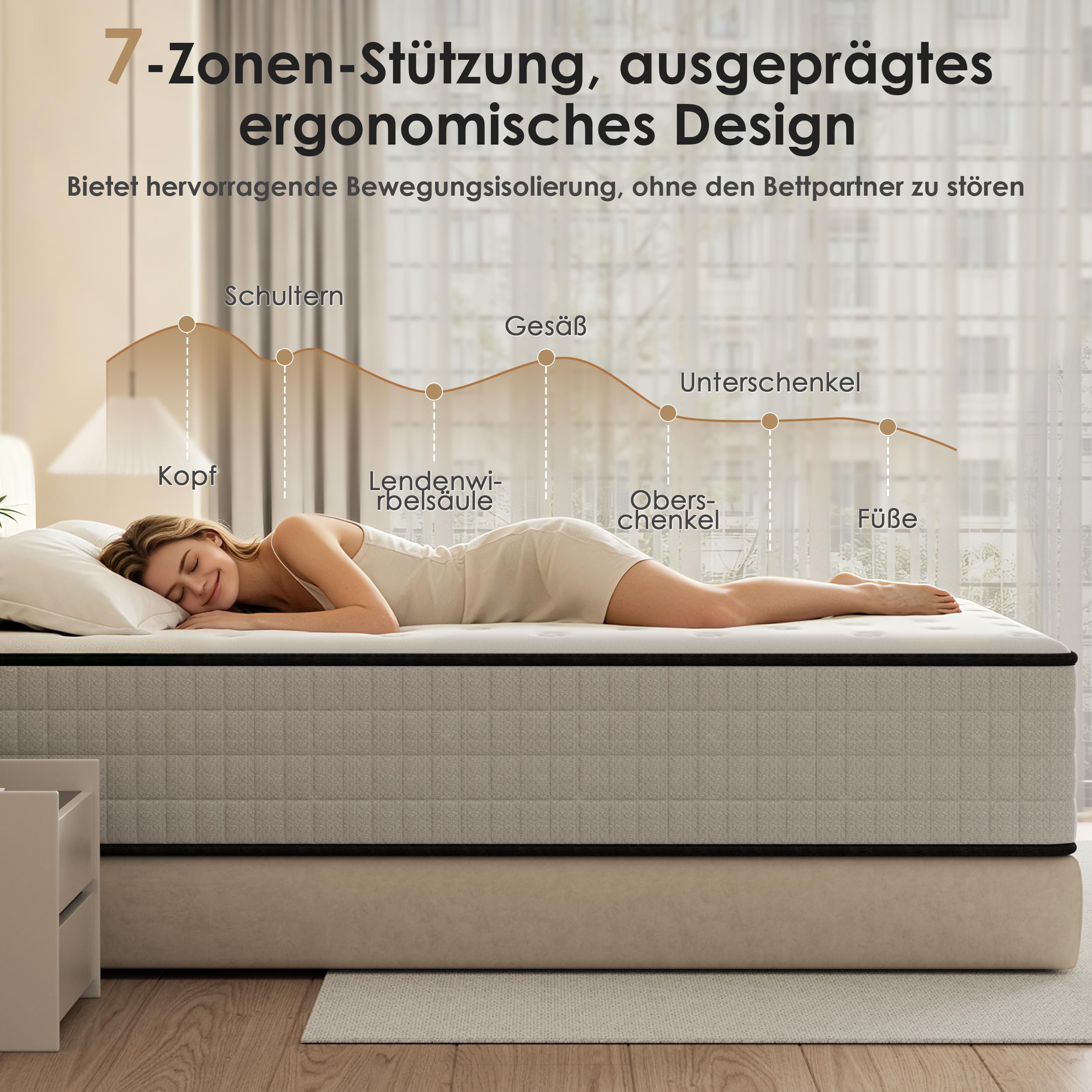 DEWINNER 140x200 cm Memoryschaum Matratze, 25 cm Hoch Schaumstoffmatratze, H2/H3 Wendematratze, Oeko-TEX 100 Zertifiziert, Atmungsaktiv, Hypoallergen & Orthopädisch