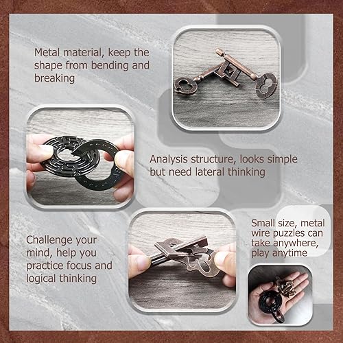 Miniatura 5 de 6 rompecabezas de alambre de metal para el cerebro, juguete de desbloqueo de prueba de inteligencia mental, juego de rompecabezas de desafío