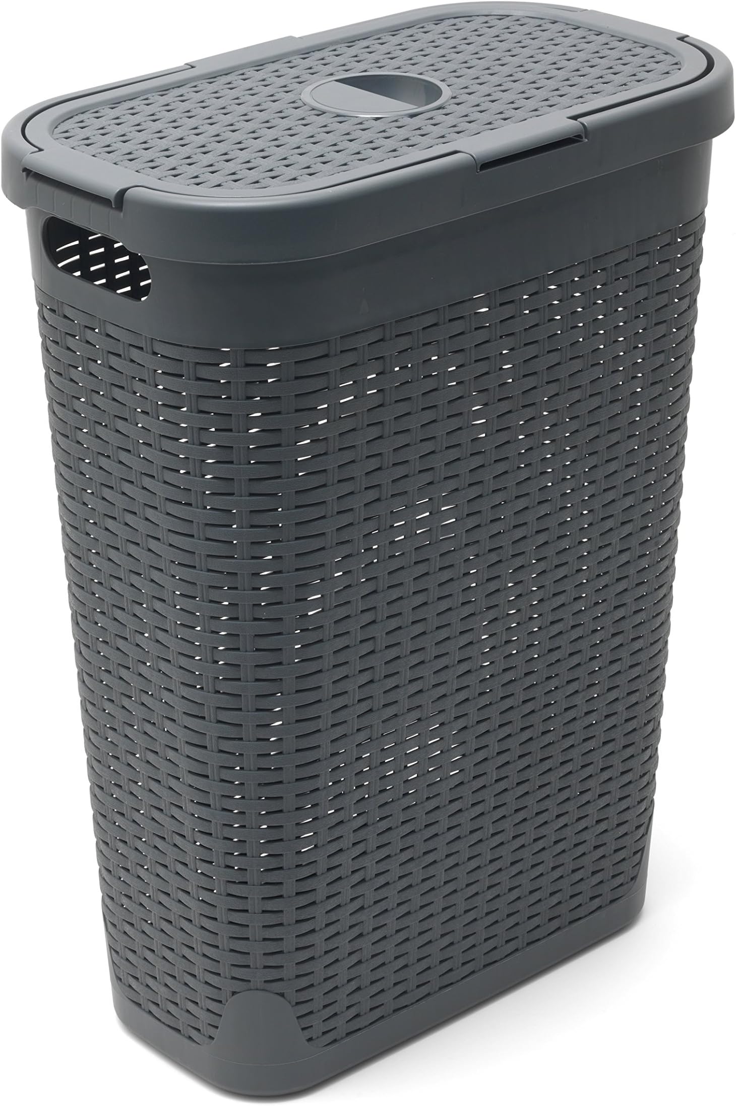 Addis Faux Rattan Slim Laundry Hamper, Charcoal, 40 Litre Amazon.co