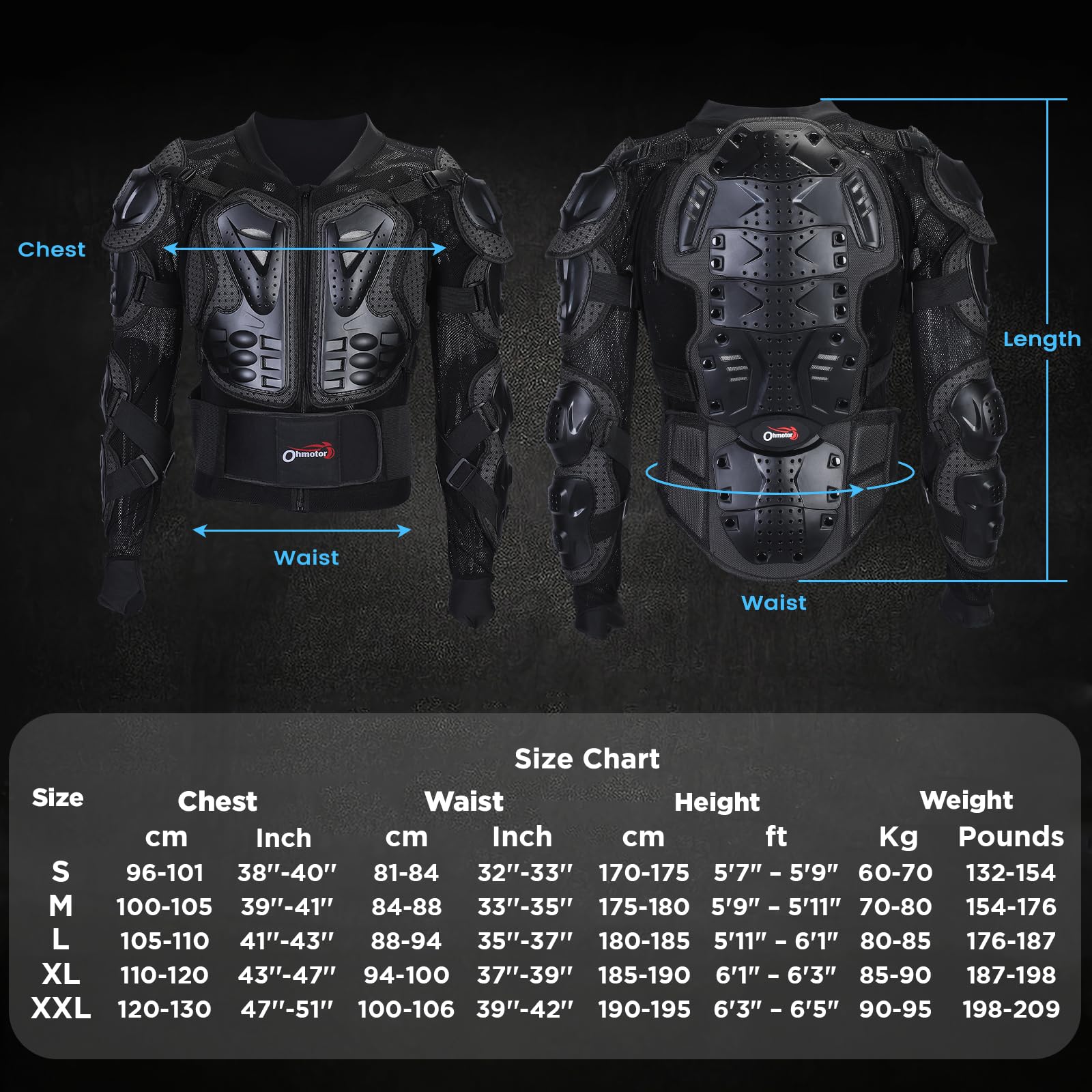 Amazon.com: OHMOTOR Motorcycle Body Protective Jacket Armor Men