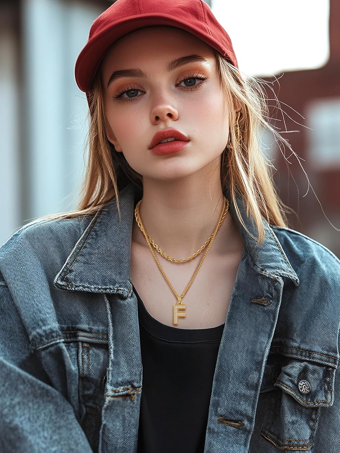 U7 Gold Initial Number Necklace for Men Women, 18K Gold/Silver Plated Diamond CZ Letter Pendant Necklace Big A-Z 0-9 Hip Hop Jersey, Customerized Letter Wheat Chain 22 Inch for Athletes Rappers