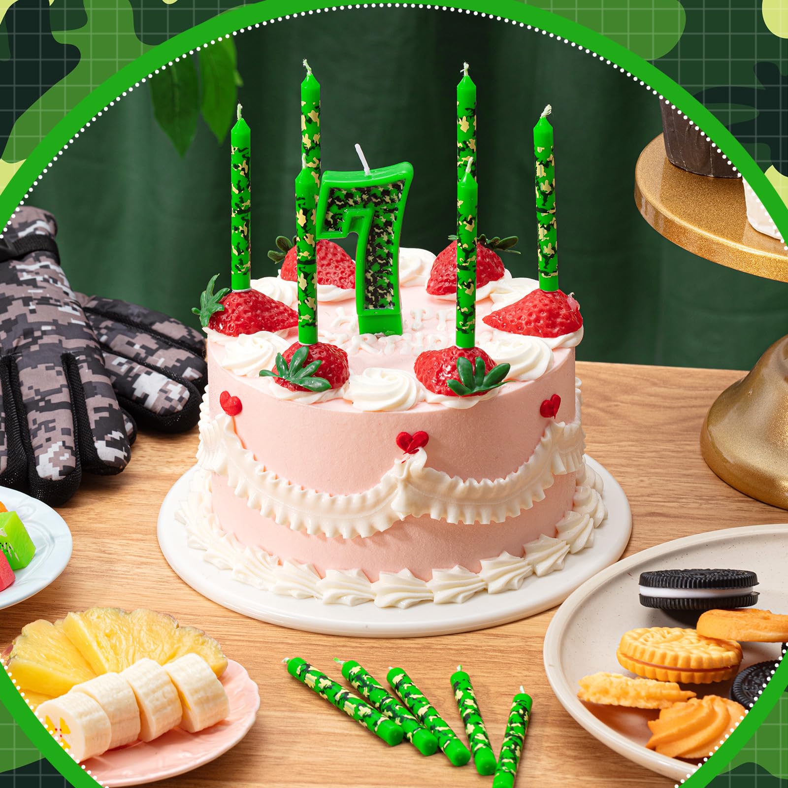 Bougie Chiffre Vert Dynamite TNT - Décoration Gâteau Anniversaire Thème Minecraft