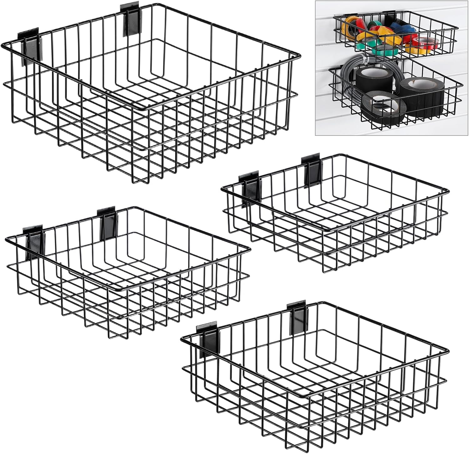 Wenqik 4 Pcs Slatwall Baskets Set Ventilated Metal Slatwall
