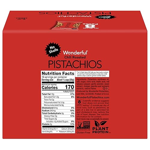 Miniatura 2 de Wonderful Pistachios No Shells, Chili Roasted Nuts, 2.25 Ounce (Pack of 8), Protein Snacks, Gluten Free, Pantry Staples, Healthy Lunch & Office