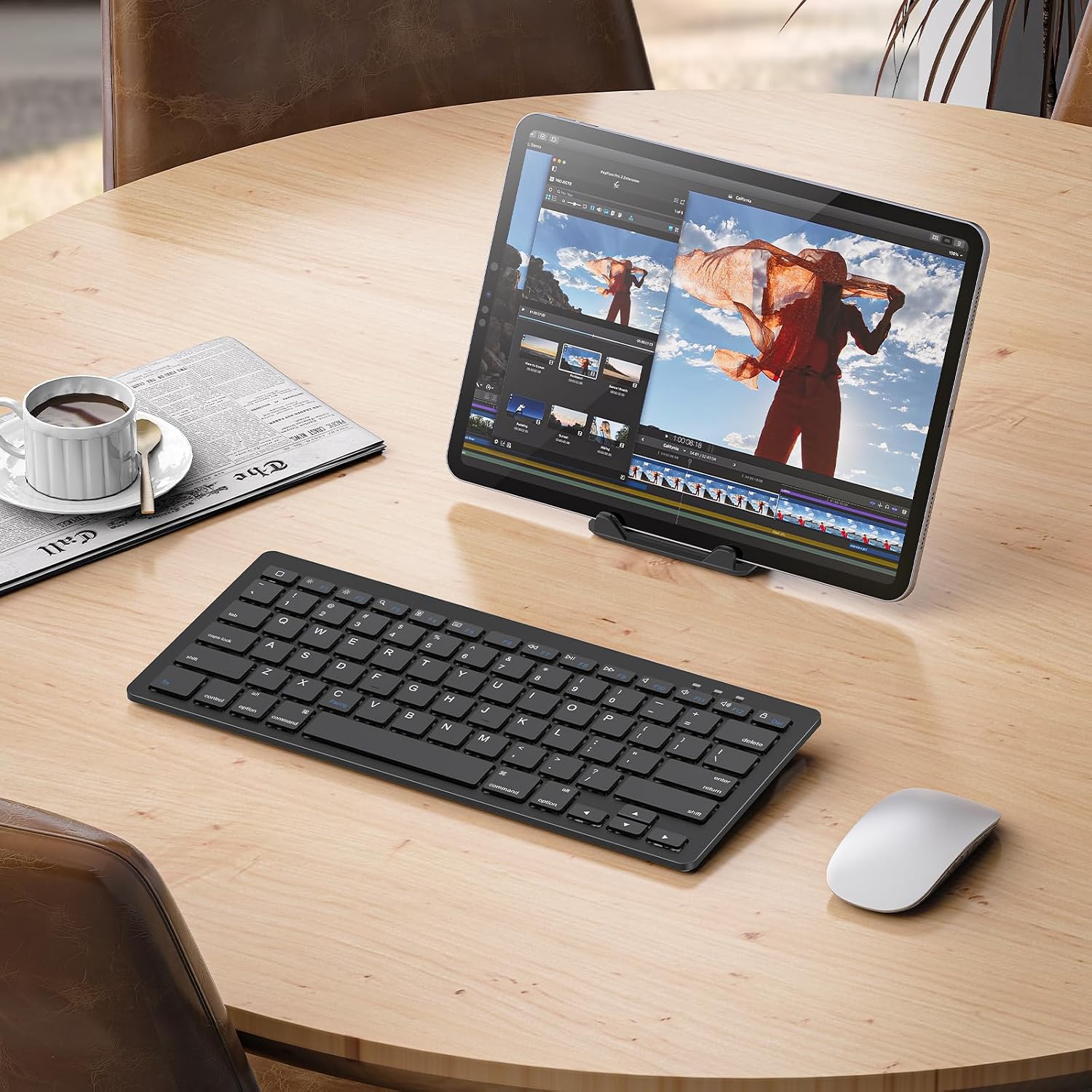 OMOTON Ultra-Portable Bluetooth Keyboard for iPhone iPad, Rechargeable with Adjustable Stand, Compact Wireless Keyboard for iPad Pro/Air/Mini & iPhone Series, Ideal for Study, Travel and Office, Black 3 814FbCTVDPL. AC SL1500