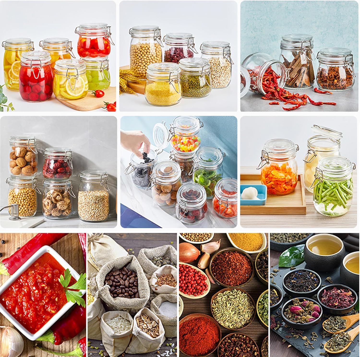 Glass Jars With Airtight Lid 32 Oz (Set Of 2) Wide Mouth Mason Glass Sealed Storage Canisters Leakproof For Coffee Sugar Nuts Spice Refrigerator Pickles & Preserves Tea For Fridge Kitchen Pantry - Image 7