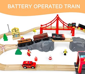 Toy Train Accessories Battery Operated Train for Wooden Track, Motorized Train Toy Compatible with Thomas, Brio, Chuggington
