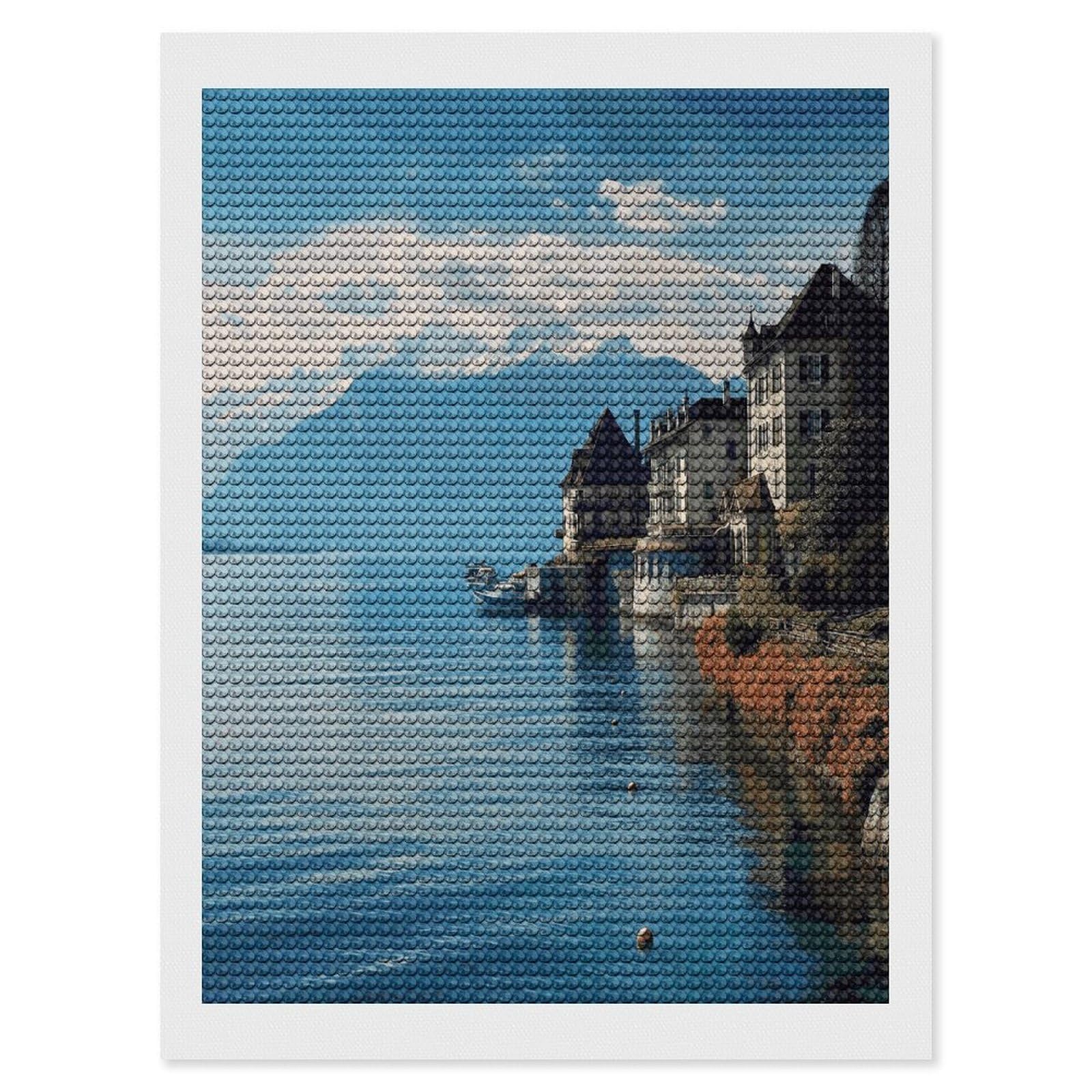 JTREHY Lake Geneva Switzerland Diamond Art Kits Personalized DIY Round Diamond Painting Kits for Beginner Full Drill Diamonds Dots Paintings for Adults Gem Art Crafts Home Decor