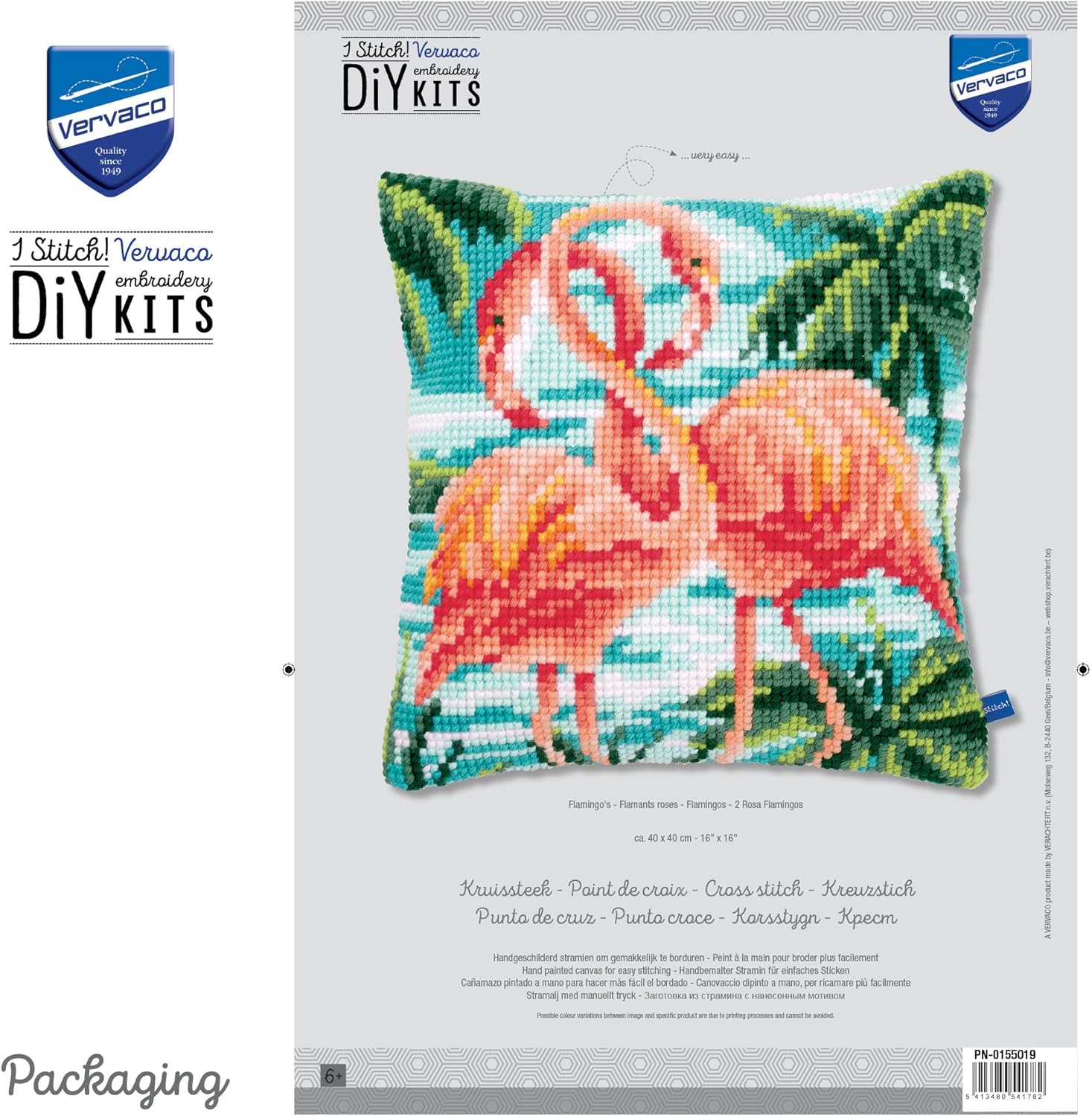 Vervaco Cross Stitch Cushion kit Flamingos