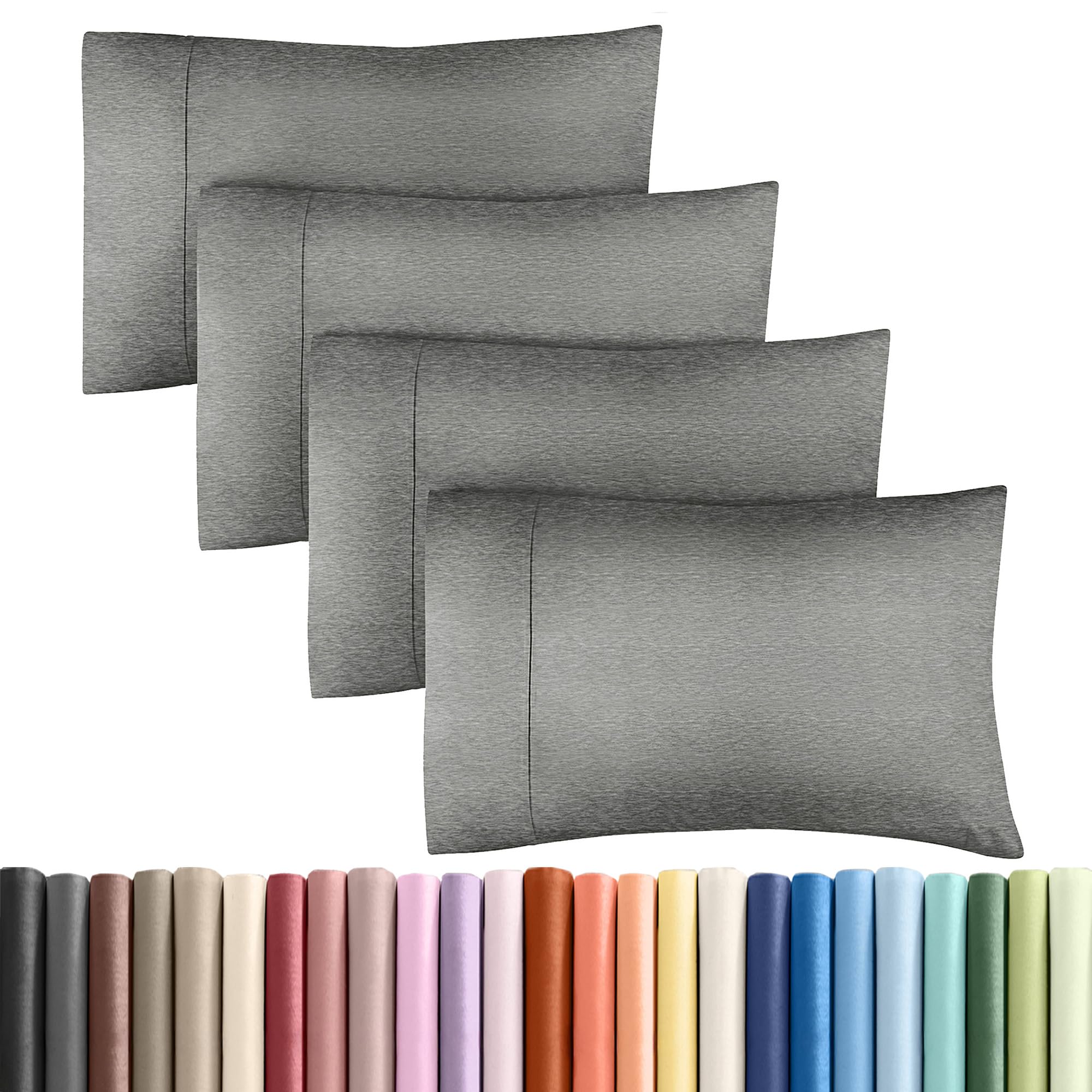 Juego de 4 fundas de almohada tamaño King, fundas de almohada ultrasuaves de calidad de hotel, cómodas, acogedoras y sin arrugas, resistentes al encogimiento y a la decoloración, protectores de