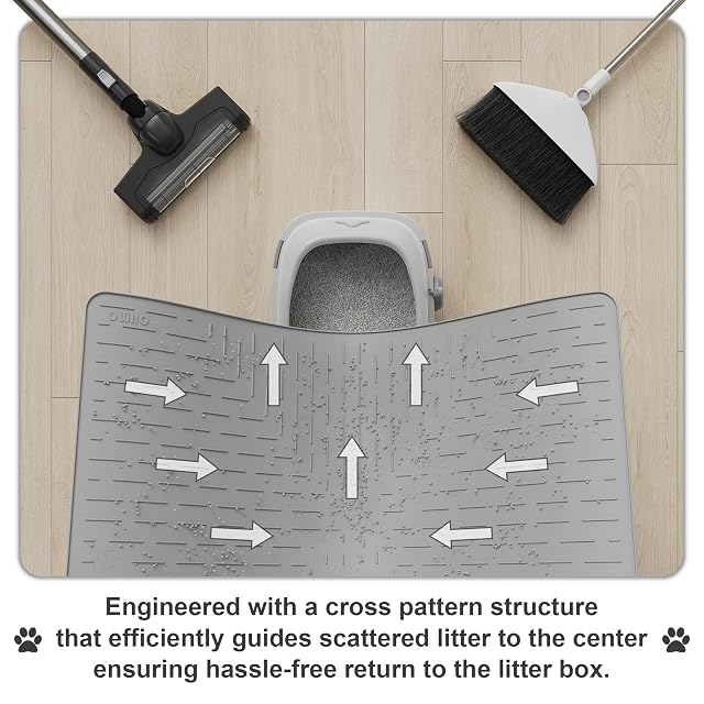 Foto 4 de 8 de OHMO Alfombra Gatos Arenero de Silicona(95 * 64cm), Impermeable y Antideslizante sin BPA, Fácil de Limpiar