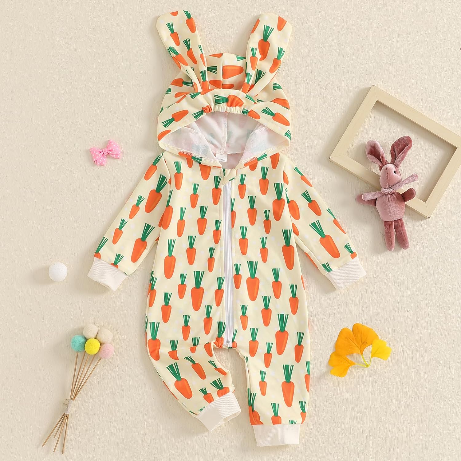 Newborn Baby Boy Easter Outfit Bunny Ear Hooded Long Sleeve Romper Jumpsuit Baby Girl Boy Spring Clothes - Image 2