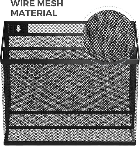 Miniatura 2 de 1InTheOffice Organizador de carpetas de archivos de 3 niveles, clasificador de escritorio, organizador de malla negra