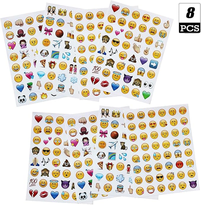 Amazon Co Jp 絵文字ステッカー 絵文字 シール 顔文字 Emoji おもしろ雑貨 ステッカー 手帳 ラッピング プレゼント 雑貨 スケジュールシール 手帳シール アルバム 整理 8枚セット 文房具 オフィス用品