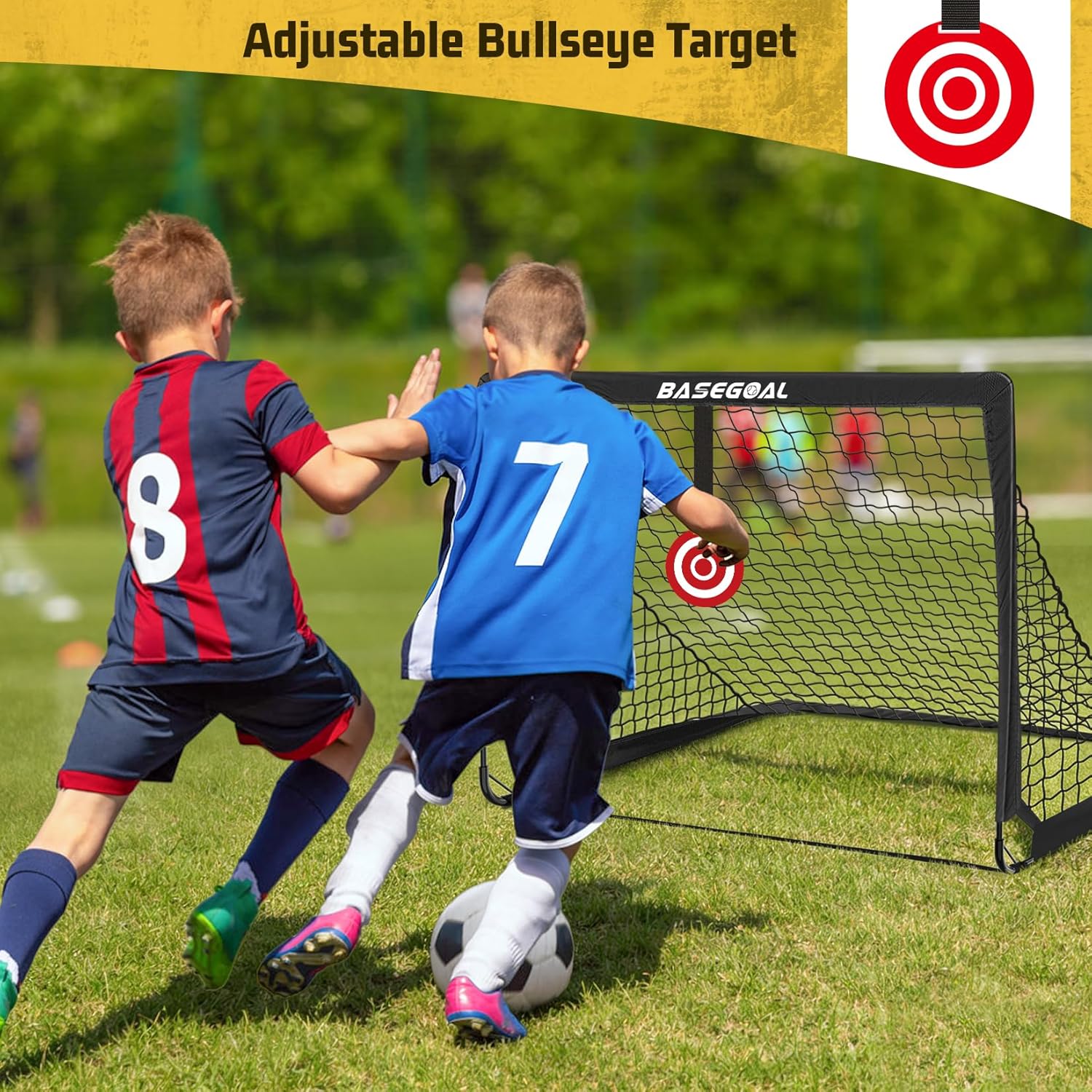 BaseGoal Soccer Goals for Backyard Set of 2, 4x3ft Kids Soccer Goal Portable Pop Up Soccer Net for Kids & Youth, Outdoor Soccer Training Equipment with Soccer Ball, Cones, Targets & Accessories