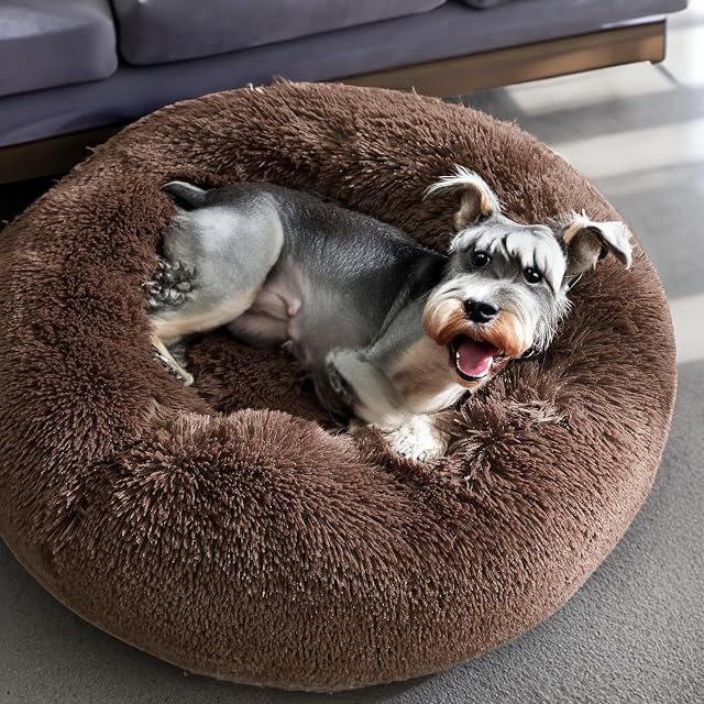 Foto 7 de 7 de SEOUGEE Cama calmante para perros, cama redonda de felpa mullida para gatos, acogedora, suave, lavable