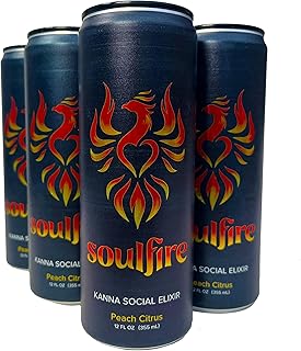 Soulfire 12oz 4pk Kanna Social Elixir | Non-Alcoholic Sparkling Beverage | Adaptogen Nootropic Kanna Extract Drink w/ Reishi, L-Theanine, Coconut Water & Electrolytes | Clean Functional Healthy Natural Seltzer