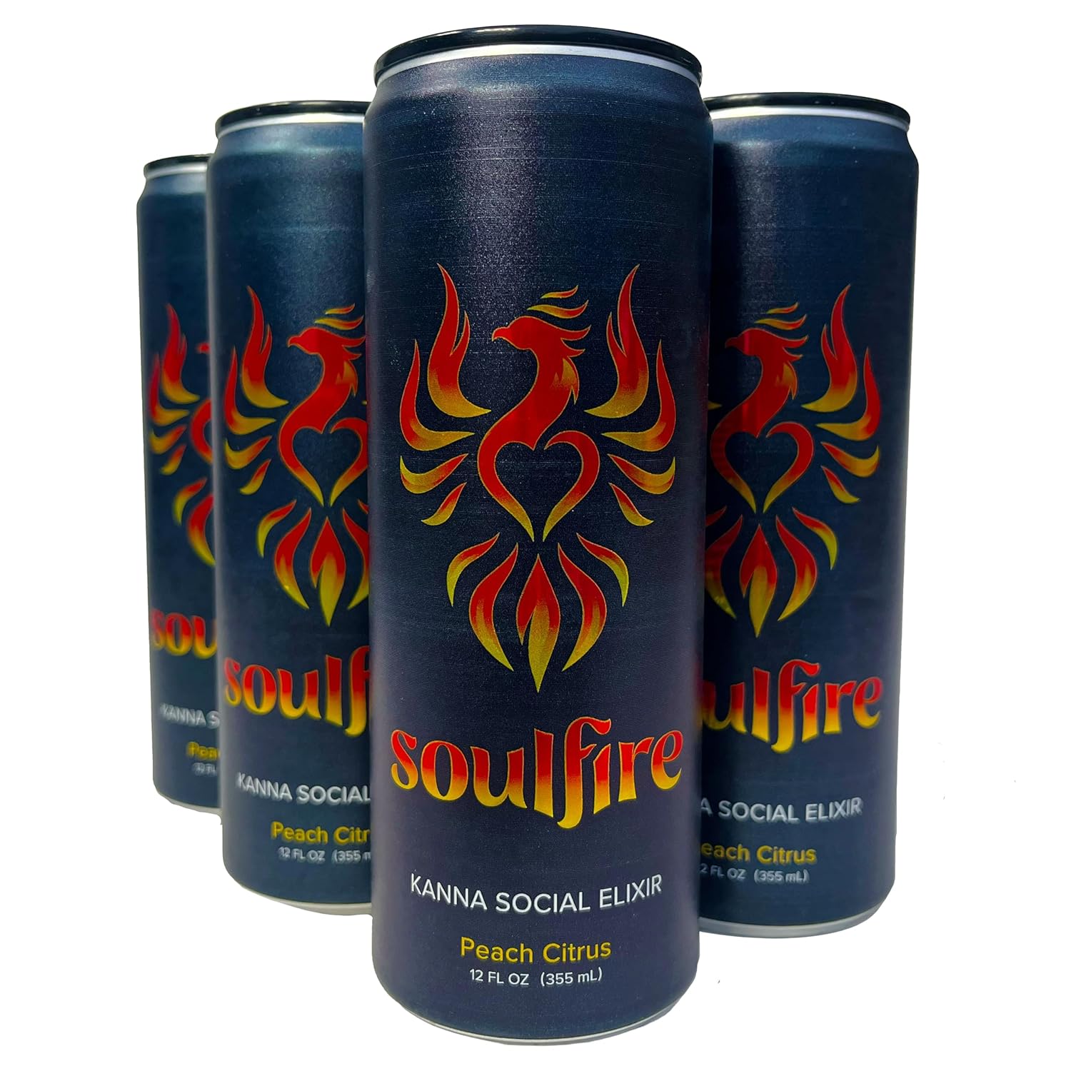 Soulfire 12oz 4pk Kanna Social Elixir | Non-Alcoholic Sparkling Beverage | Adaptogen Nootropic Kanna Extract Drink w/ Reishi, L-Theanine, Coconut Water & Electrolytes | Clean Functional Healthy Natural Seltzer