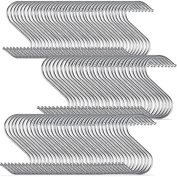 JMIATRY Pack of 100 S Hooks 9 cm S Hooks for Hanging Stainless Steel for Bathroom Bedroom Office Kitchen Shop