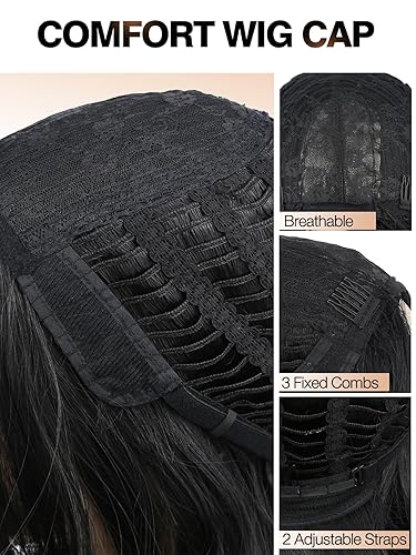 Miniatura 8 de Quick Wig - Pelucas Ombre, verde menta, corto, lacio, peluca bob, parte media sintética, para uso diario, cosplay, fiesta, pelucas completas, para