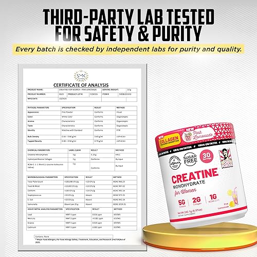 Vista 8 de Old School Labs 5g Creatine Monohydrate Powder with Collagen & BCAA ∣ Women's Post-Workout Formula for Muscle Repair & Recovery, Energy & Lean