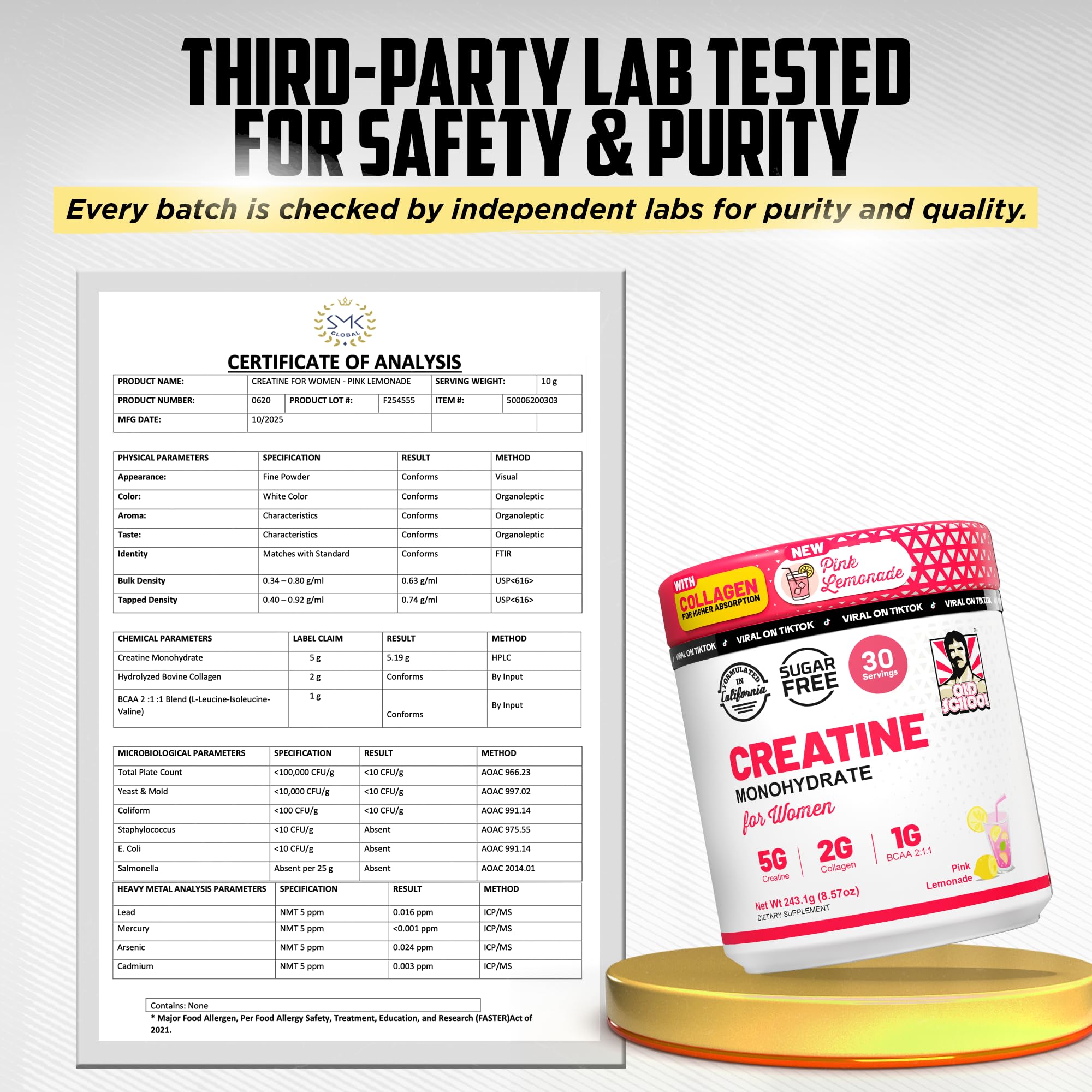 Old School Labs Creatine for Women with Collagen and BCAA, Pink Lemonade — Amazon image 8