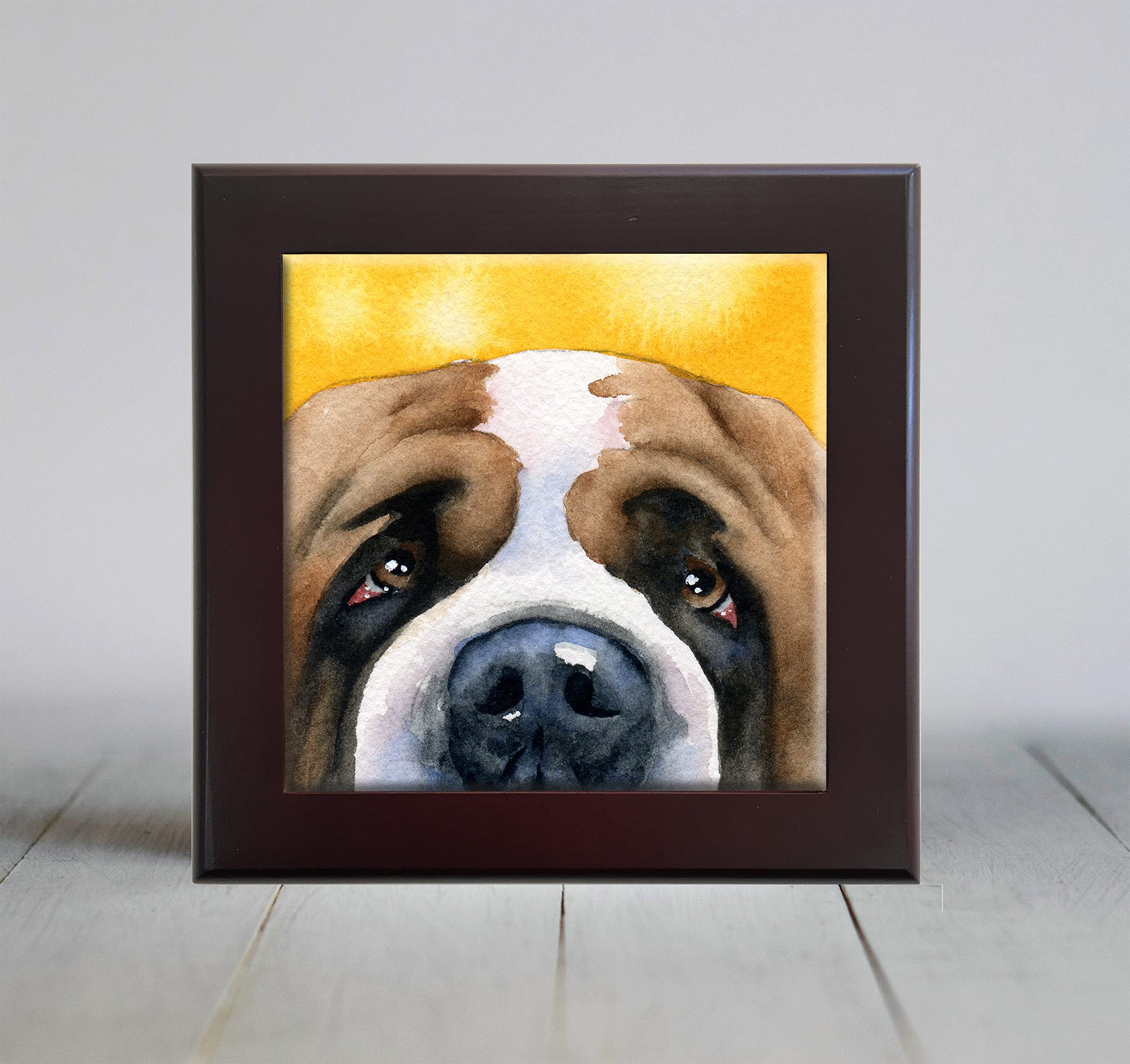Saint Bernard Watercolor Dog Art Decorative Tile (4.25 X 4.25)