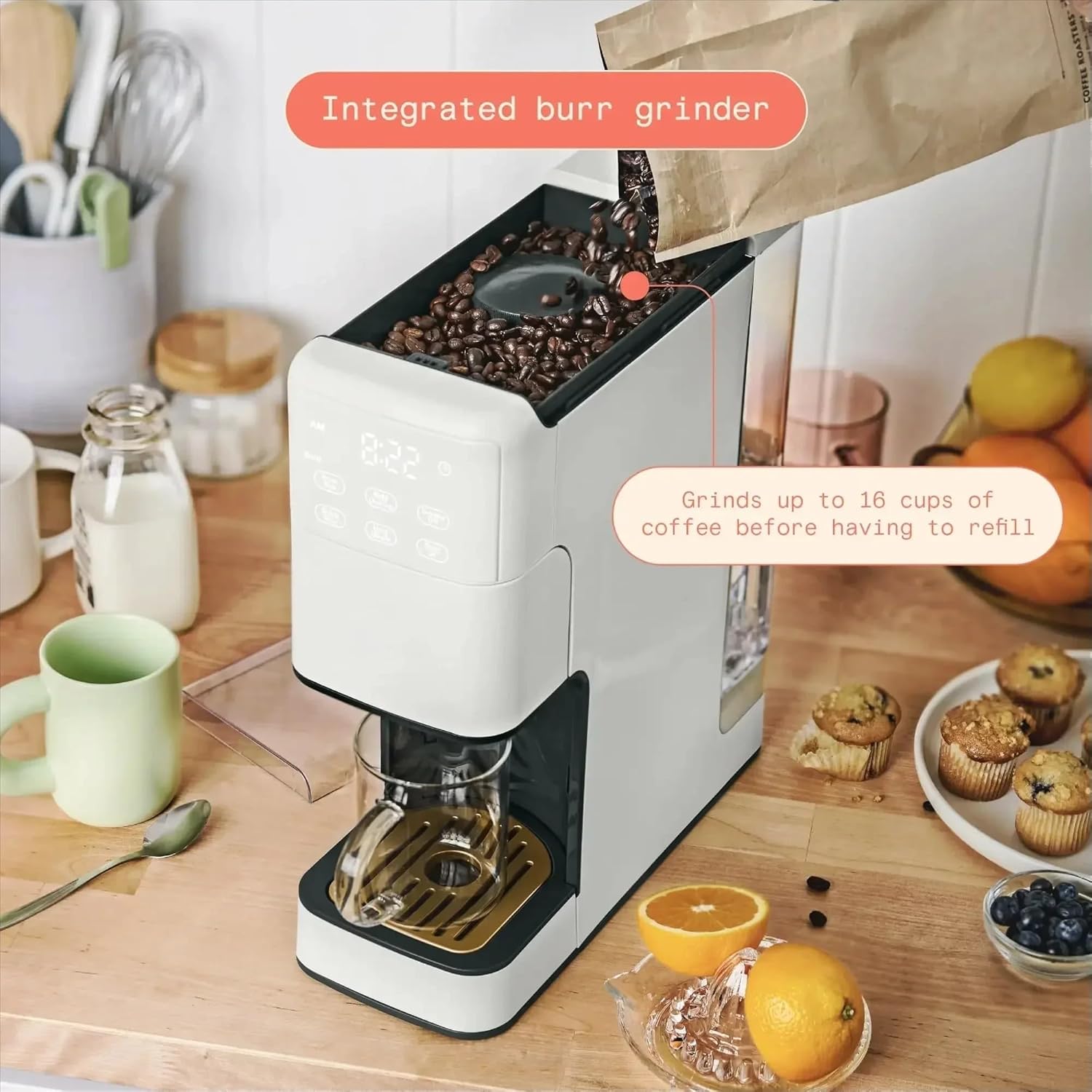 Programmable Single Serve Coffee Maker, White Icing