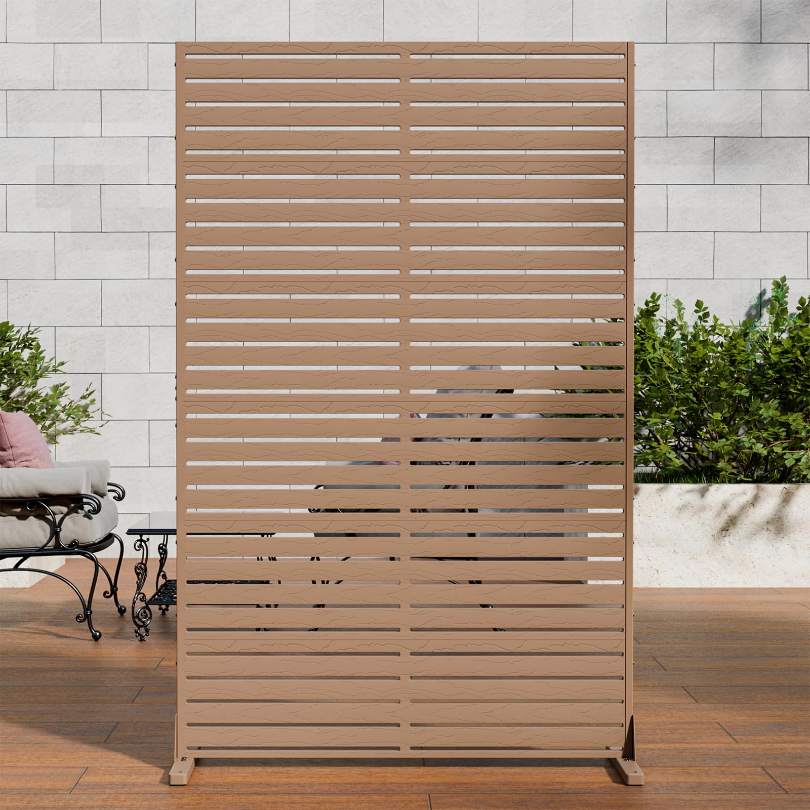 Photo 1 of ***PARTS ONLY*****Privacy Screen Outdoor Freestanding Fence Panel with 6 Panel, 72" H×47" W HDPE Decorative Screen Panel with Stand, Air Conditioner Fence, Privacy Panels for Patio, Balcony, Garden, Backyard
