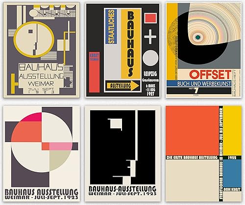 Bauhaus - Decoración estética de habitación  Arte de pared abstracto de Bauhaus Exhibition colorido geométrico abstracto collage Bauhaus pósteres de