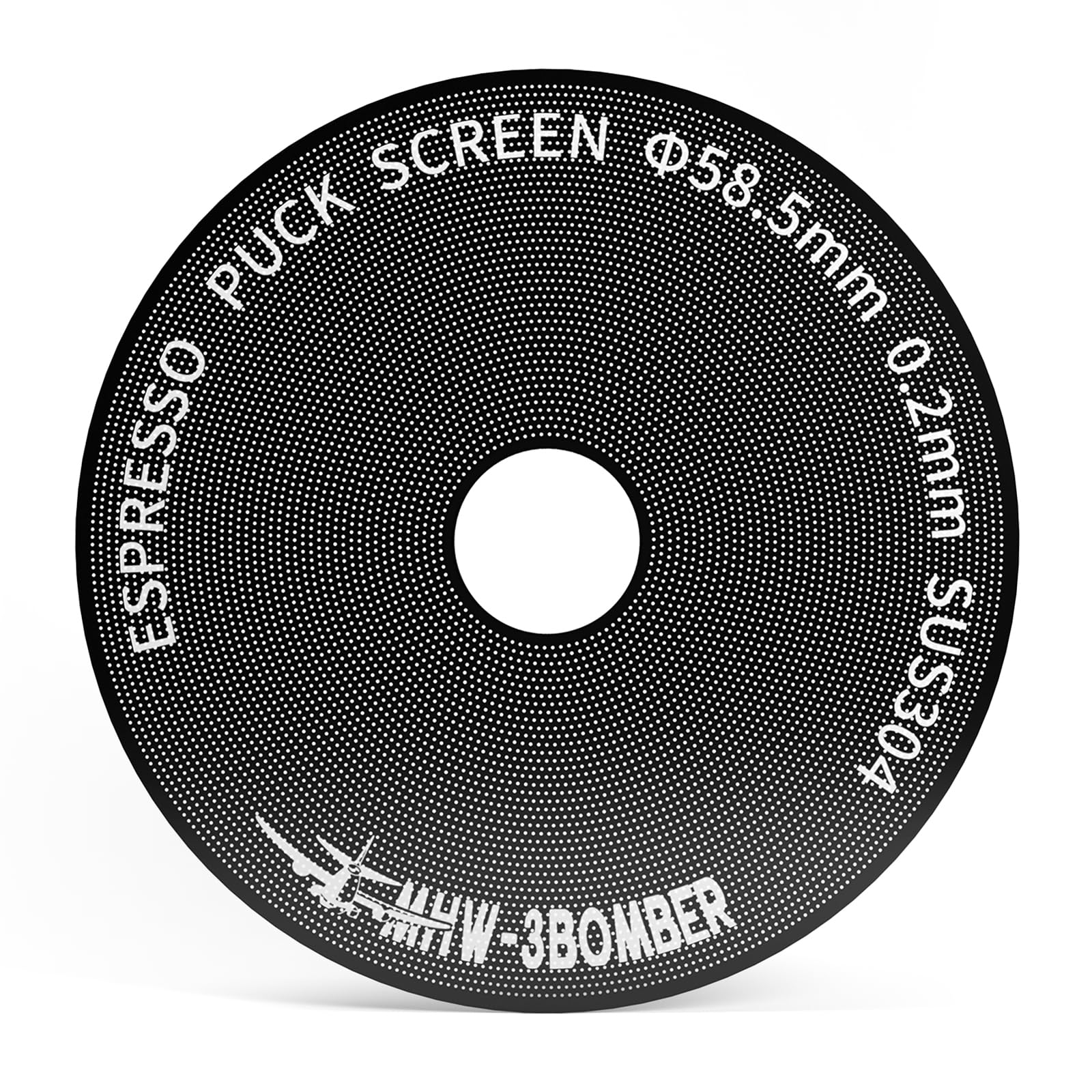 MHW-3BOMBER Puck Screen 58,5mm – 0,2mm Ultrafeines Titan-beschichtetes Espresso Sieb mit Rundem Loch, Wiederverwendbarer Metallfilter Kompatibel mit für La Marzocco/Gaggia FG5643-OS