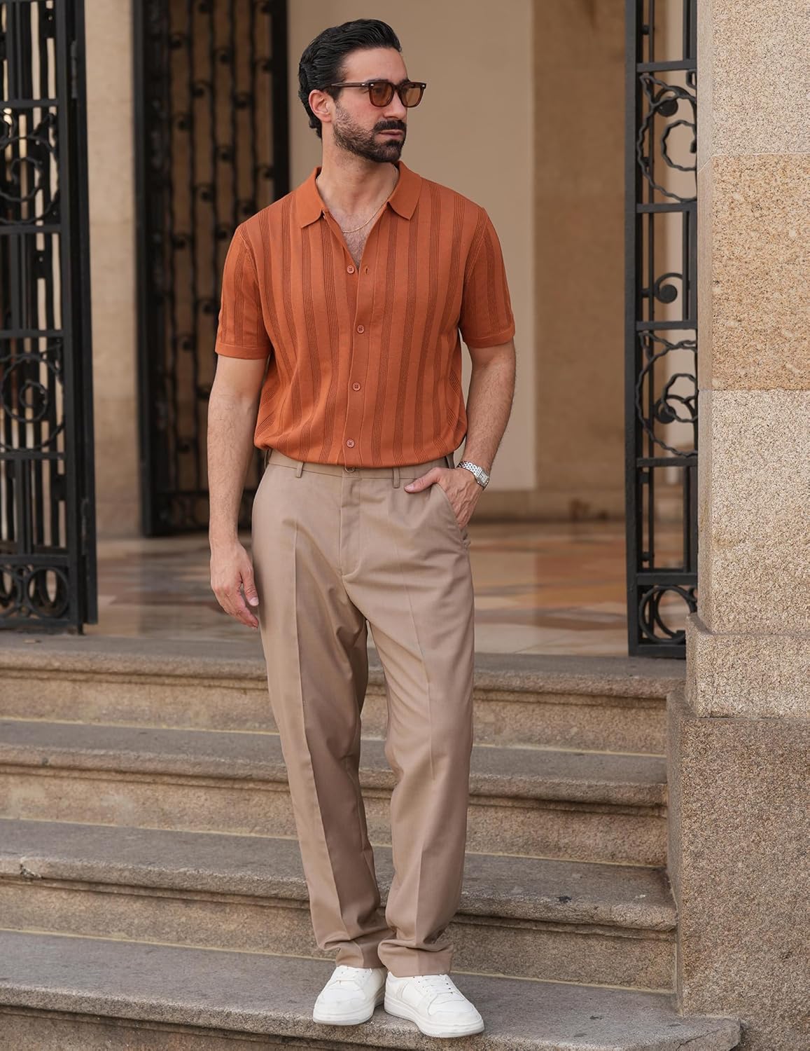 COOFANDY Mens Classic Casual Dress Pants Expandable Waist Suit Pant Slim Fit Flat Front Slacks - Image 4