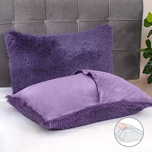 Miniatura 81 de Juego de funda de edredón de felpa esponjosa, tamaño Queen, juego de funda de edredón de terciopelo ultrasuave de lujo, 4 piezas