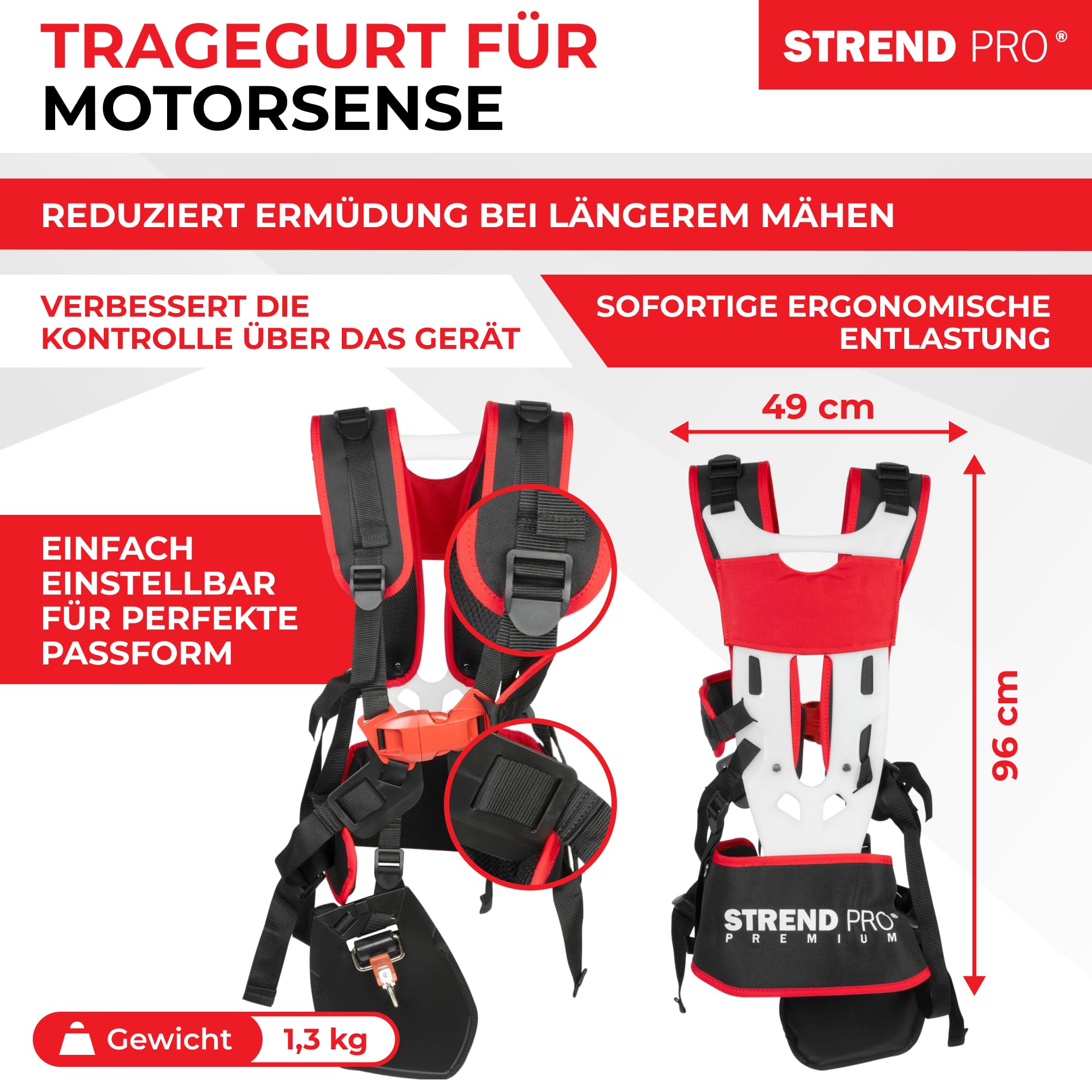 STREND PRO Motorsense Schutzset | Tragegurt TW010-W und Schutzhelm Freischneider | 3 Varianten zur Auswahl