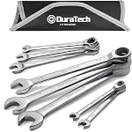 DURATECH Ensemble de clé à cliquet, ensemble de clé combinée, SAE & métrique, 22-piece, 1/4" à 3/4" & 6-18mm, CR-V Acier, avec Pouch