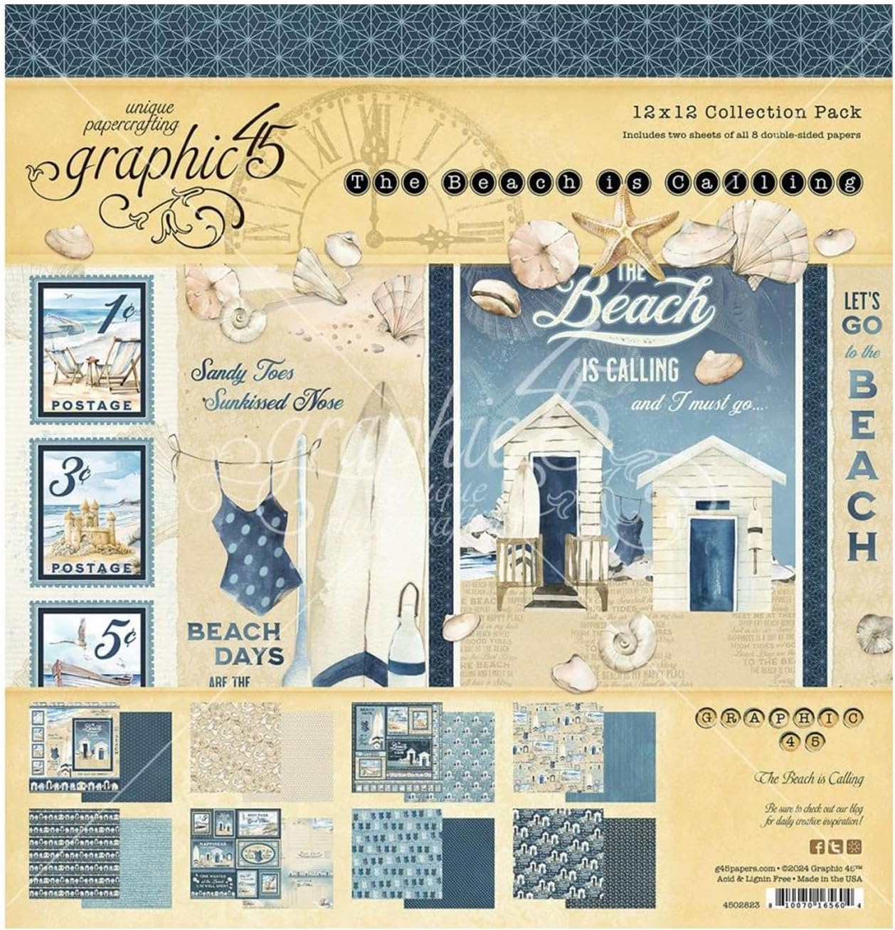 Graphic 45Collection Pack 12"X12"-The Beach is Calling