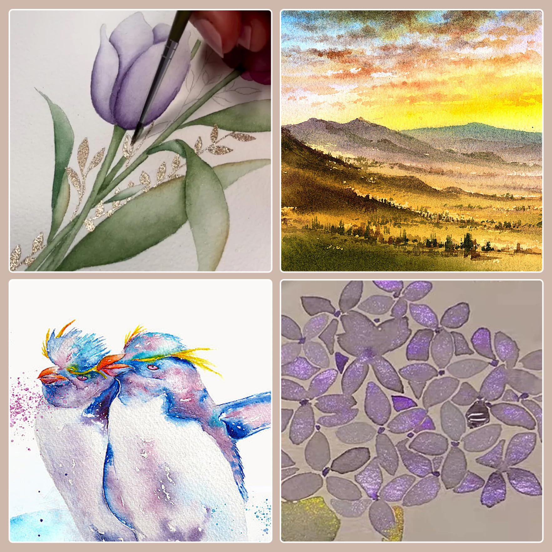 Glitter Watercolor Paint|Metallic Watercolor Paint Set 20 Colors 1ml Glitter Box Pearlescent Palette Art Supplies for Professionals Art Students - 4