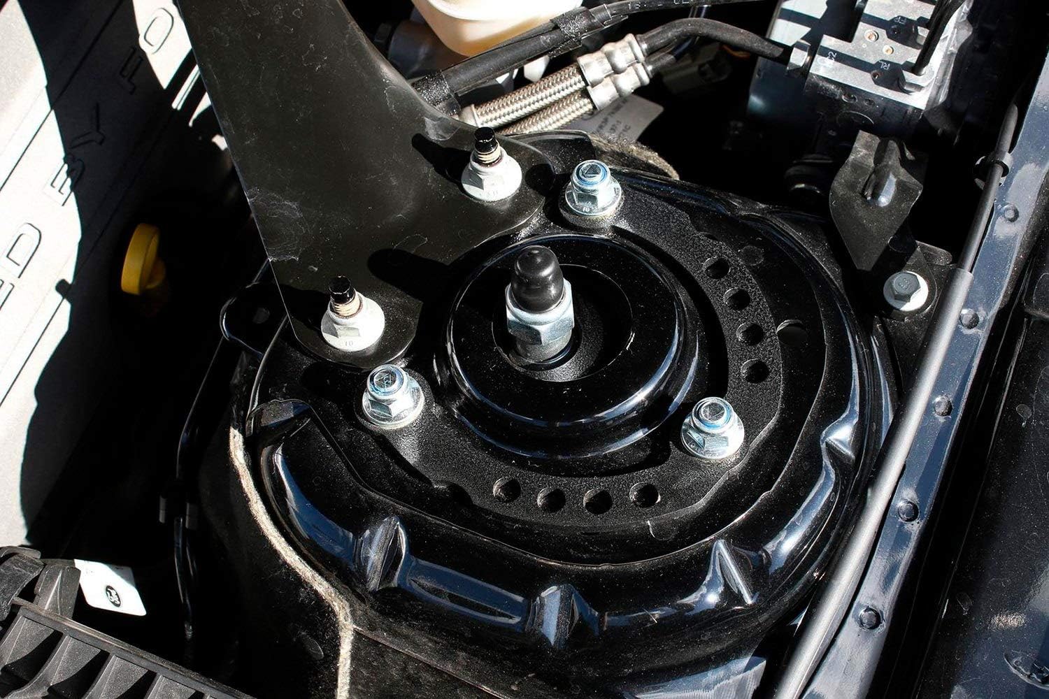 BMR SUSPENSION Caster/Camber Plates, Independent Caster/Camber Adjustment, Aluminum, Gray Anodize, Ford Mustang 2015-17, Kit