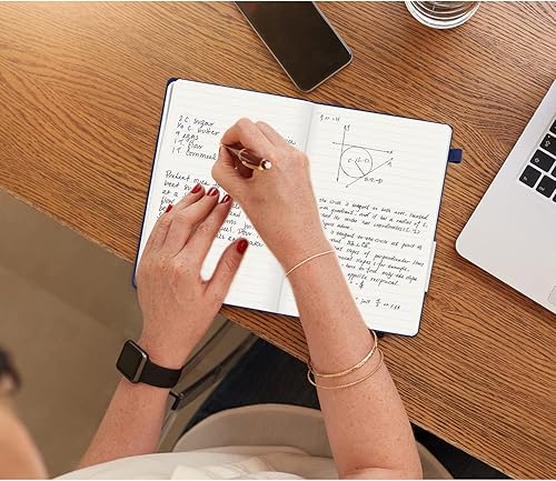 Miniatura 8 de Cuaderno de diario rayado, 200 páginas, cuadernos de tapa dura de cuero, A5 con rayas universitarias gruesas y clásicas con bucle para bolígrafo,