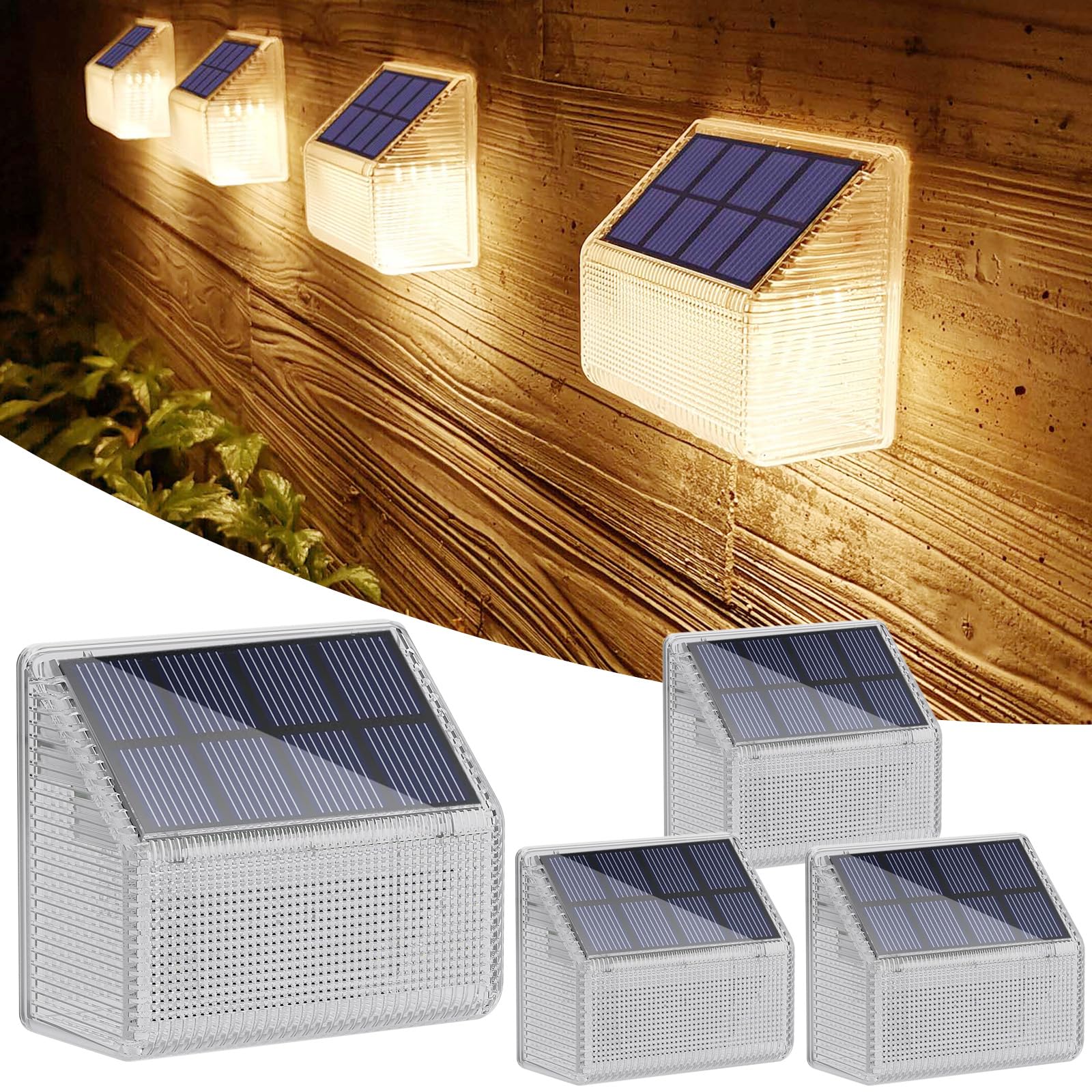 Anmossi Luz Solar Exterior,Luz De Cerca Solar Impermeable IP65,2 Modos De Iluminación, Blanco Cálido/Color,Luz Solar Para Jardín,para Escaleras,Camino