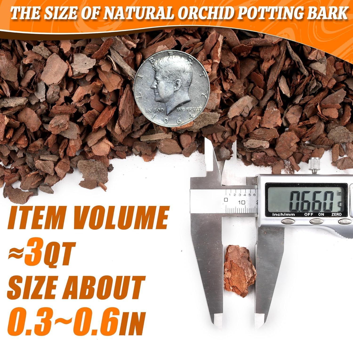 Orchid Potting Bark-6QT Organic Orchid Bark for Plants, All Natural Pine Bark Wood Chips Orchid Bark Potting Mix for Houseplant Mulch, Help Orchid Plants Root Health Development