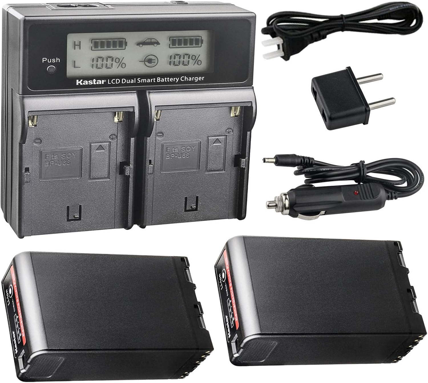 Kastar 2 BP-U90 Battery + Charger Replacement for Sony PXW-FS5M2 PXW-FS7M2K PXW-FX6 PXW-FX9K PXW-X160 PXW-X180 PXW-X200 PXW-Z450 PXW-Z190 PXW-Z280 PMW-300 PMW-EX1 PMW-EX3R PMW-F3 HD422 PHU-60K Cameras