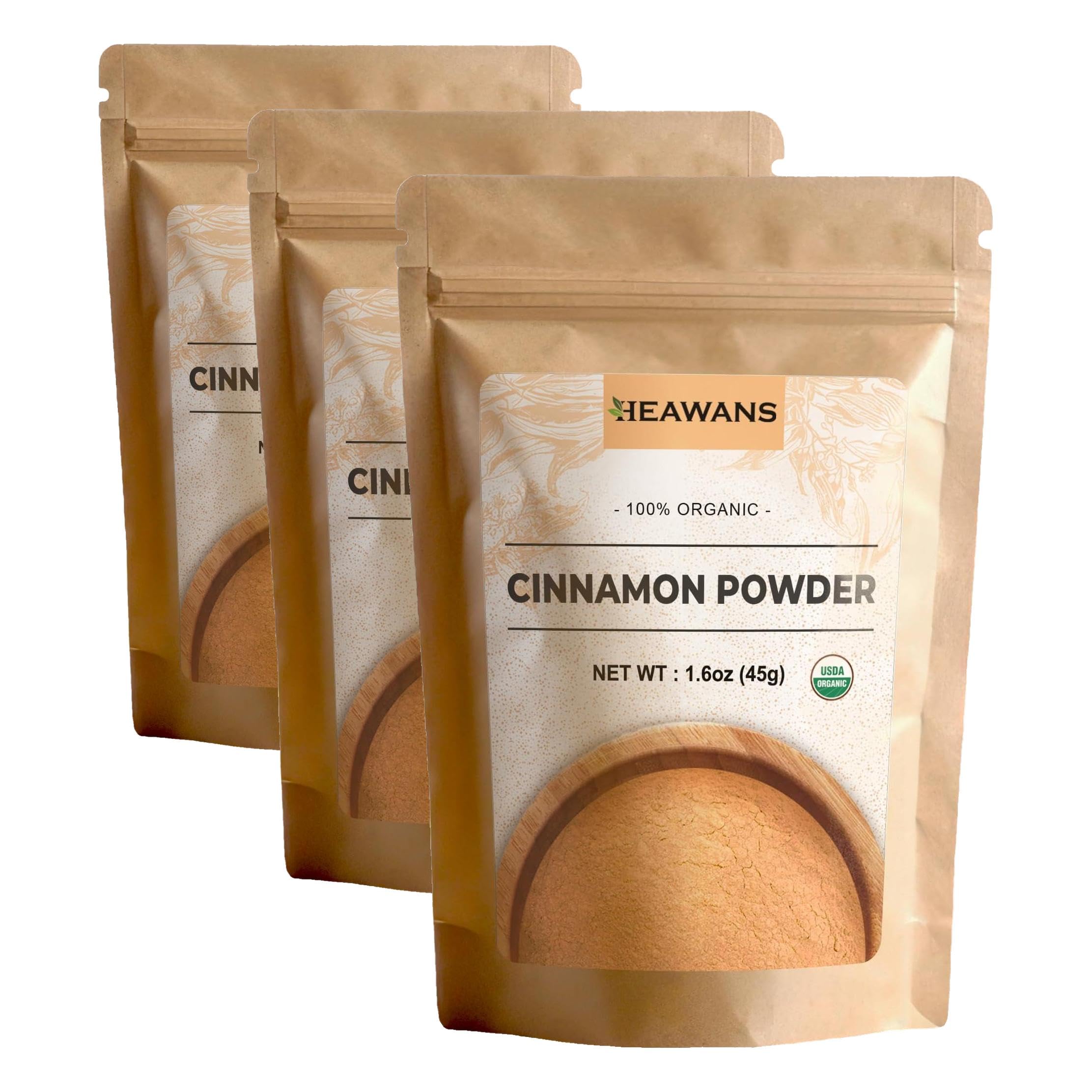 Heawans Canela-do-Ceilão em pó orgânica 134,4 g — pacote com 3