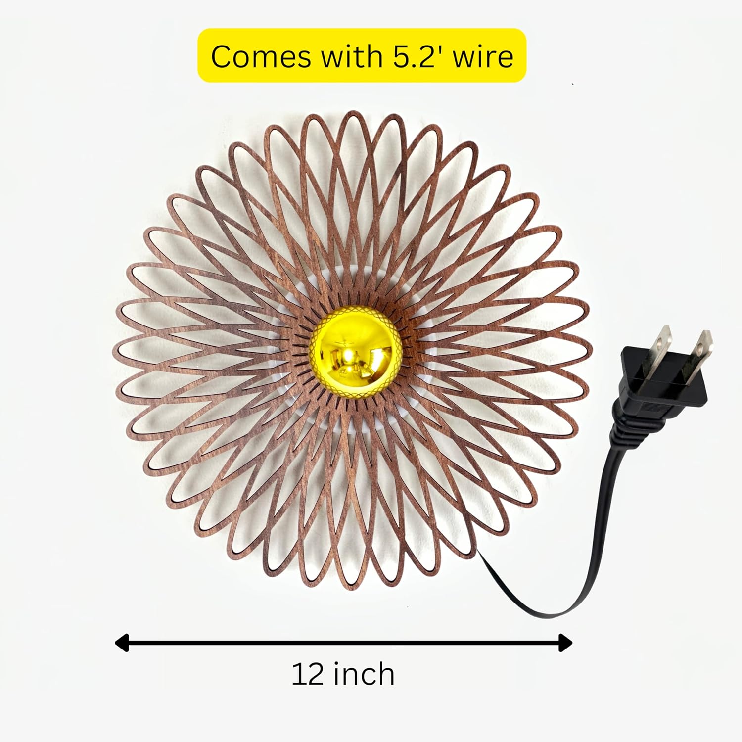 EIGEN Wall Sconce for Boho Wall Decor - Wall Lights for Bedroom and Living Room, Wall Decor for Bedroom & Living Room, Wooden Wall Lamp with E26 Bulb (Hardwired)