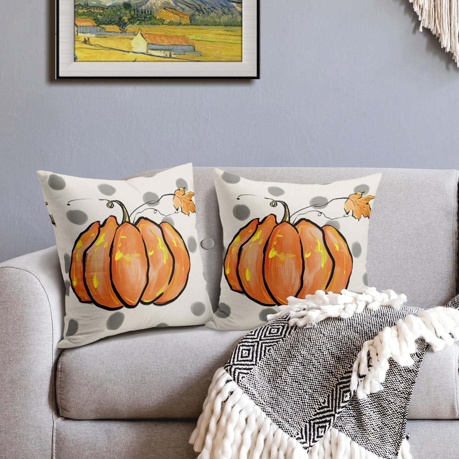 Sivirary Fall Pillow Covers Set Of 2 - 18x18 Inch, Pumpkin Sunflower Print, Autumn Home Decor - View #10