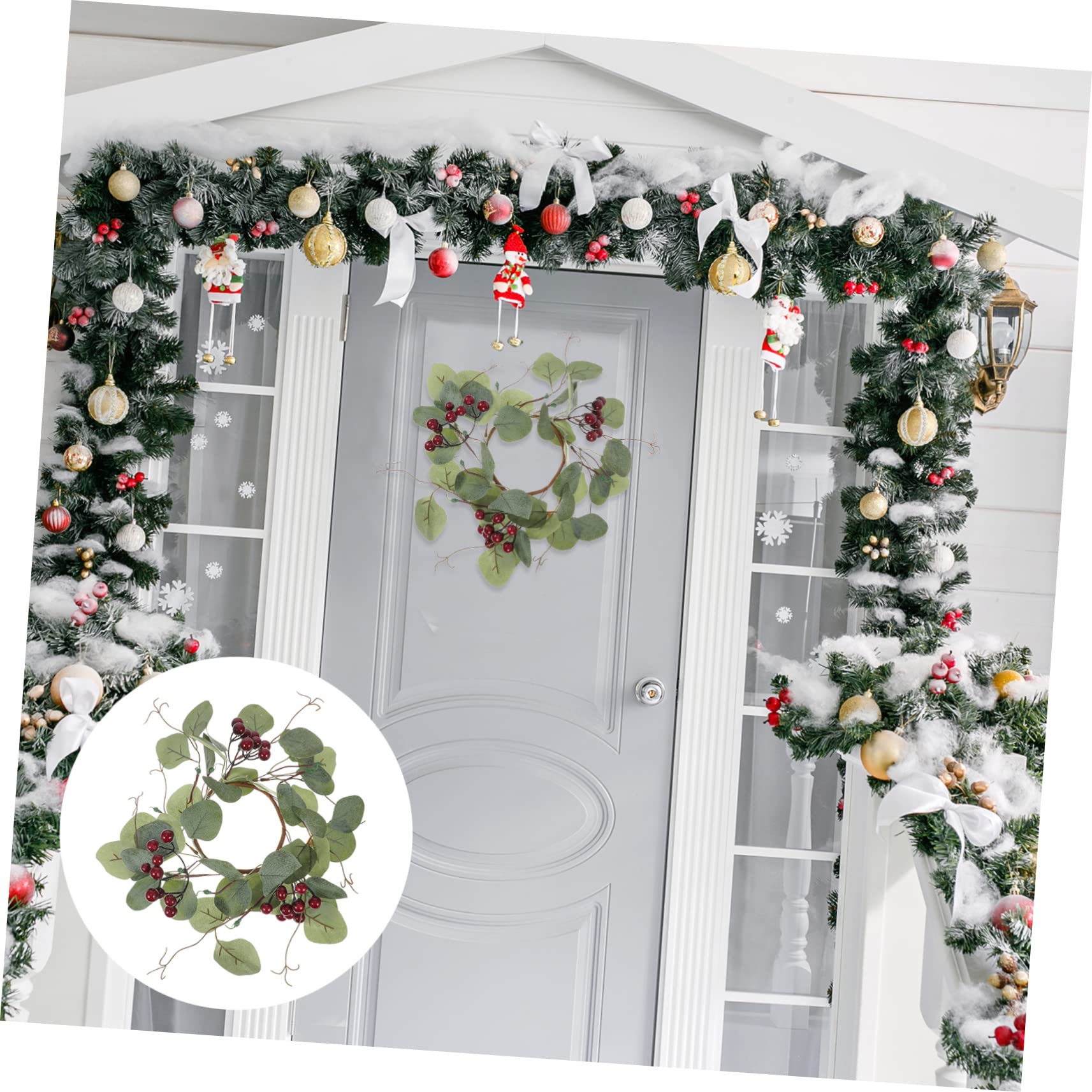 ABOOFAN 4 Coronas De Eucalipto Artificiales para Navidad Decoración Festiva para Fiestas.