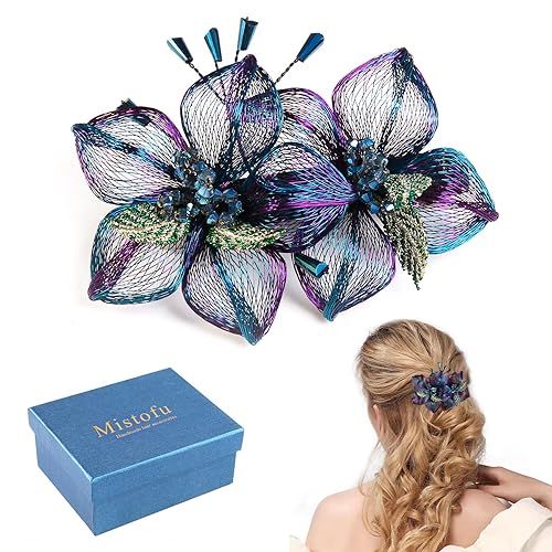 Mistofu Pasadores de alambre de cobre de 3.93 pulgadas, tejido a mano, diseño de alto nivel, accesorios elegantes para el cabello, regalos para