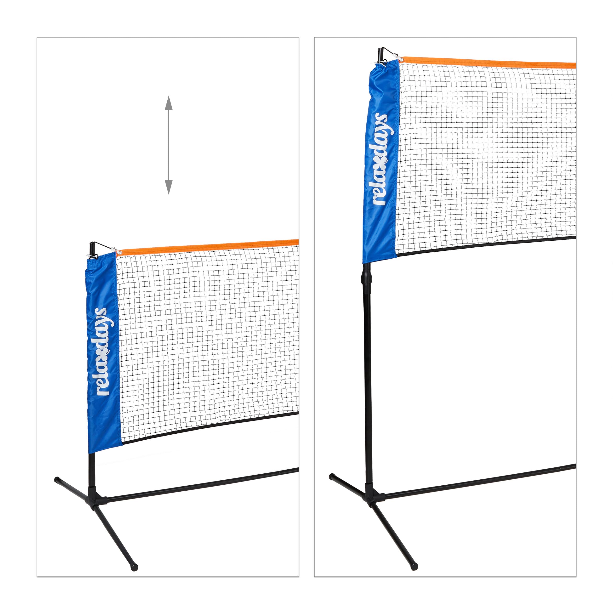 Relaxdays badmintonnet, verstelbaar, tot 225 cm, strand & park